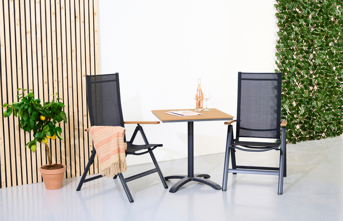 Cafebord 70 x 70 cm sort/teak bøg